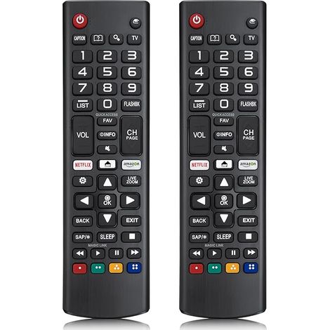 Télécommande Universelle Lot de 2 pour TV LG, Compatible avec Tous Téléviseurs OLED LCD LED HDTV 3D 4K Smart TV, Touches Raccourcis Netflix et Amazon (1/5)