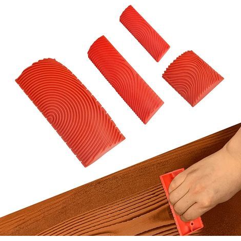 4 pcs Imitation Grain de Bois Outils de Peinture en Caoutchouc Rouleaux de Peinture DIY Texture Murale Outils Bois Grain Effet Décoration Murale de Bricolage Outil,7.2.2/9/13/15cm (1/5)