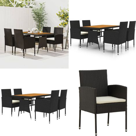 5-tlg. Garten-Essgruppe Poly Rattan Schwarz - Gartensessel - Gartentisch - Gartenmöbelset - PE Rattan Möbel - Rattan Gartenmöbel - Home & Living (1/5)