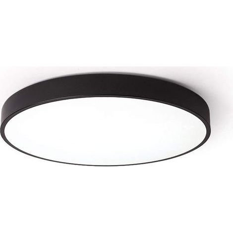 Plafonnier LED moderne ultra-lumineux, design créatif en fer, ultra-fin et rond, à fixation encastrée, pour la décoration intérieure, noir. (1/5)