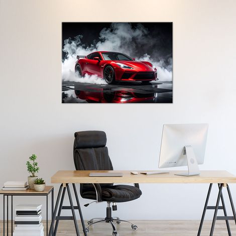 Wandbild Roter Sportwagen 90x60