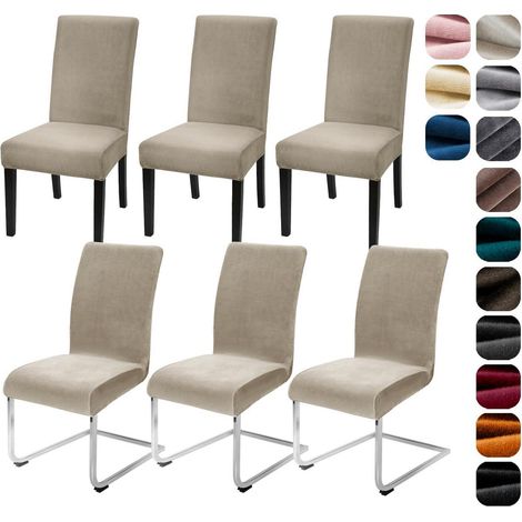 Stuhlhussen 6er Set Samt, elastisch, waschbar, für Esszimmerstühle