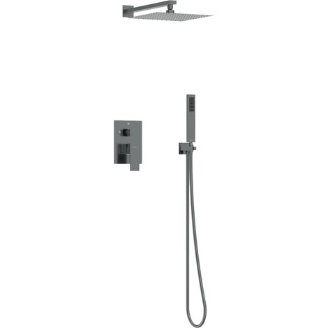 BALNEO Système de douche avec pommeau de pluie GUN METAL gris foncé Acier inoxydable  Mitigeur de douche avec douchette CASCADE (1/5)