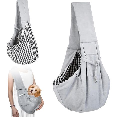 1 Sac Transport pour Chien Chat, Réglable, Coton Respirant, Double Protection, Poche Rangement, Voyage Métro (1/5)