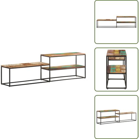The Living Store Mobile Porta TV 180x30x50 cm in Legno Massello di Recupero - Legno di recupero