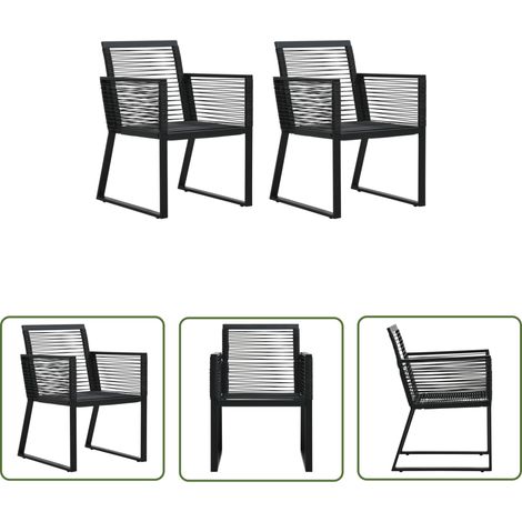 The Living Store Chaises de jardin lot de 2 Noir Rotin PVC - Chaise De Jardin - Chaises D'extérieur - Mobilier De Jardin - Rotin Pvc - Chaise Design (1/5)