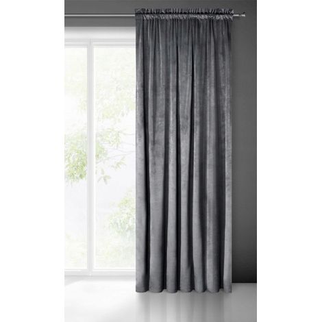 Rideau Melanie en velours sur bande 140x270 cm gris (1/5)