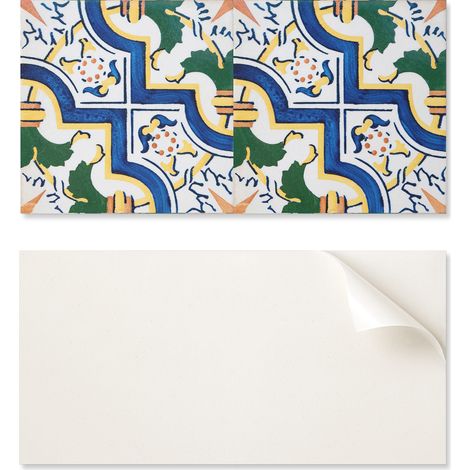 Panel de vinilo decorativo para cocina o ba帽o, 100x50 cm, azulejos estampados.