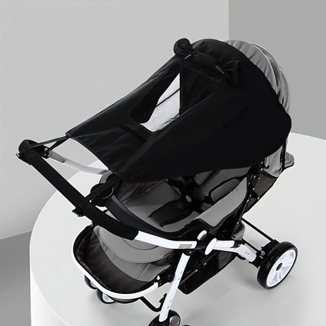 Parasol para cochecito - Protección UV y tela transpirable para dar sombra a los cochecitos - Negro (1/5)