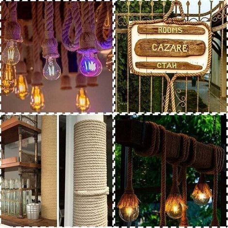 Corde de barrière de 20 mm pour rampe d'escalier/balcon, corde de tir à la corde, balançoires, bateau et ascenseur, bataille et escalade en salle de sport, 20 mm x 10 m, beige Ikodm (1/3)