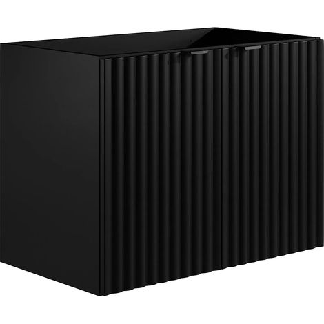 Mobile sotto lavabo sospeso a righe L80 cm Nero - ZILGA (1/5)