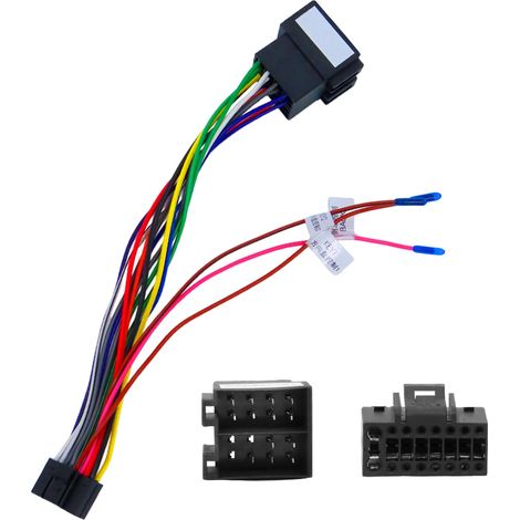 SIGADNG Câble Adaptateur 16 Broches vers ISO, Adaptateur Harnais de Câblage Autoradio, pour Prise Standard Stéréo Radio de Voiture Android avec Lignes de Commande au Volant et Inverse