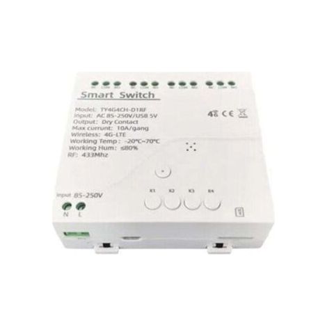 Interrupteur intelligent Tuya 4G LTE, relais avec application GSM 433 MHz, contrôle sans fil, 4 canaux, contrôleur amovible, AC 85-250 V