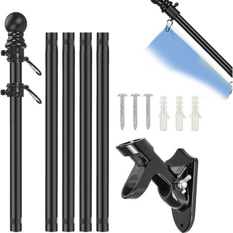 Mât pour drapeau extérieur 6ft – Tige en acier inoxydable antirouille pour maison, porche ou garage – Support d’enseigne résistant pour extérieur (1/5)