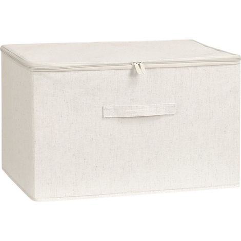 Boîte de rangement pour vêtements, fermeture éclair, idéale pour ranger jeans et autres vêtements (blanche) - 45 x 35 x 26 cm (1/5)