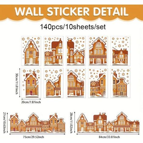 Sticker Noel - Maison De Neige En Pain Depice - Decoration Fenetre Double Face - 10 Feuilles - 20 Cm X 30 Cm (1/5)