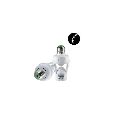 Adaptador de 100-240 V con casquillo E27 y detector de movimiento PIR para bombilla LED Ampere E27 (1 unidad). - Crezuo