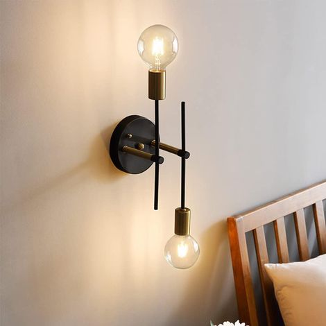 Aplique de pared industrial vintage, moderno plafón de hierro de 2 luces, lámpara de techo creativa E27, para sala de estar, restaurante, dormitorio, cafetería