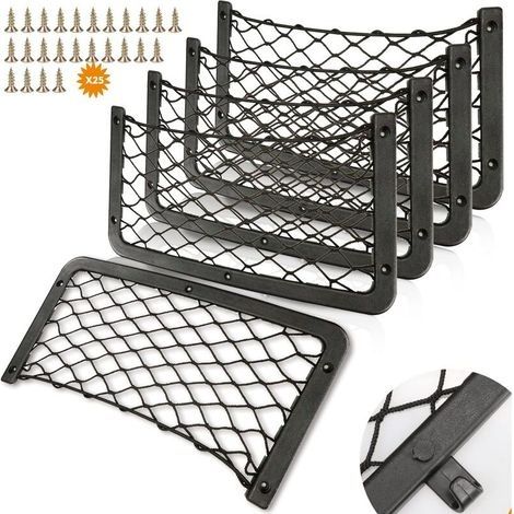 – Filet de rangement pour camping-car 5 pièces – Dimensions 36 x 18 cm – Fixation par vis – Capacité de charge renforcée (1/5)