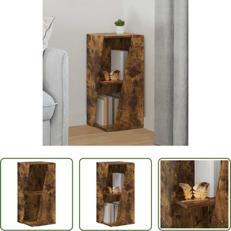 vidaXL Rangement chambre - Étagère latérale Chêne fumé 33 x 32 x 70,5 cm Bois d'ingénierie (1/5)