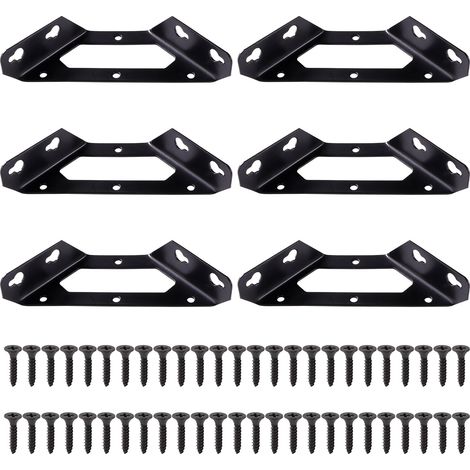 6 Pièces Épaisseur 1.5mm Connecteurs D'angle en Acier Inox, Équerres D'angle Trapézoïdales, avec 50 vis, pour Meubles en Bois Étagères Tables Chaises, Moyen Noir (1/5)