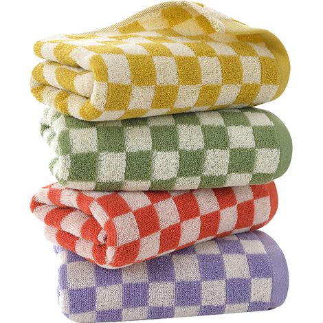 Set mit 4 karierten Badetüchern, weiche, dekorative Handtücher für Badezimmer, Spa und Strand, große Duschtücher (4 Farben) (1/5)