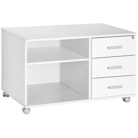 Console mobile Inéo 3 tiroirs blanc - blanc - Maxiburo (1/3)