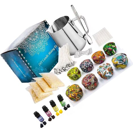 Kit de fabrication de bougies comprenant un pot en cire d'abeille, un ensemble de bougies parfumées à faire soi-même, un cadeau idéal pour les activités créatives des adultes et des adolescents. (1/5)