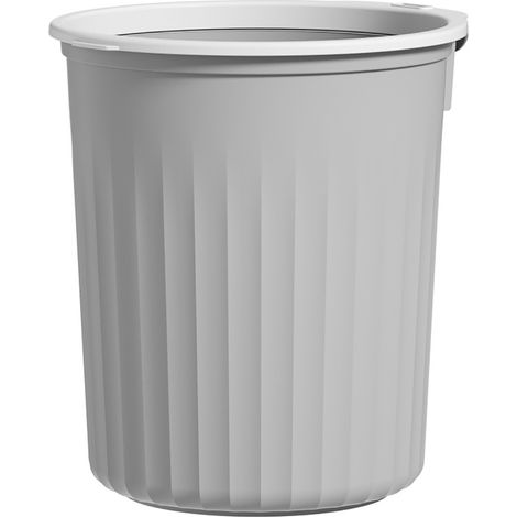 Garbage Container Bin Round Shaped Large Capacity Trash Can with Pressing Ring for Household Gray Small 8L (1/5)