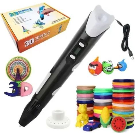Intelligenter 3D-Druckstift, 3D-Spielzeug für Kinder, 3 m x 20 m Filament, Farbe: Schwarz (1/5)