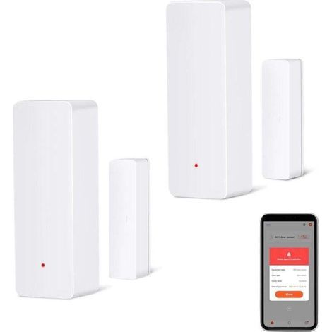Lot de 2 Capteur de Porte WiFi, capteur de fenêtre Intelligent sans Fil, Compatible avec Alexa et Google Assistant, Pas de hub nécessaire (1/4)