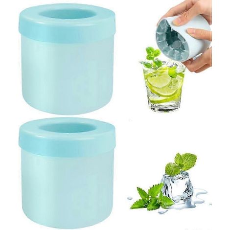 Petit moule à glaçons cylindrique compatible avec les glaçons en silicone, 60 glaçons faciles à démouler (2 pièces). (1/5)
