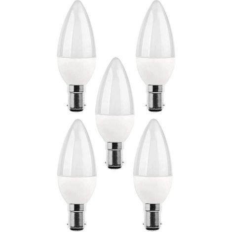 Lot de 5 ampoules 5w LED B15, équivalent à une ampoule à incandescence de 25 W, 270 lm, lumière du jour 3000 K, C35 SBC B15 à petit culot à baïonnette [Classe énergétique A+] (1/4)