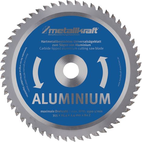 Lame de scie circulaire en métal pour aluminium, diamètre 355 mm, épaisseur 2,4 mm, trou en carbure de tungstène, diamètre du trou 25,4 mm, Z=80 (1/3)