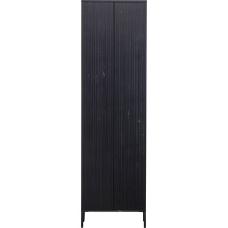 Armoire haute 2 portes en bois massif noir MAY