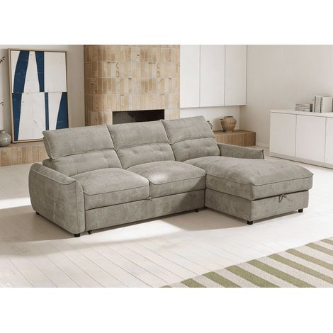 Canapé d'angle convertible avec coffre de rangement en velours (1/5)