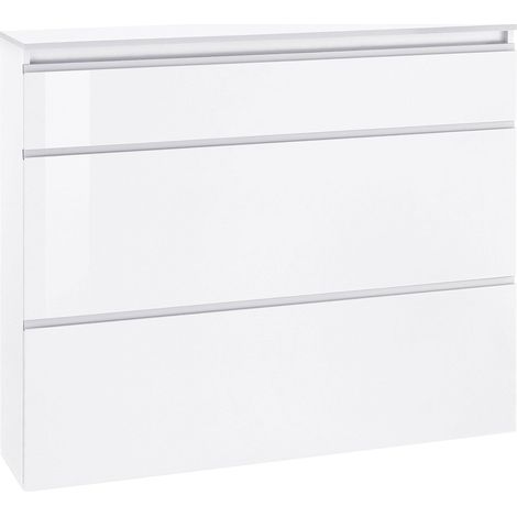 Scarpiera 2 Ante e 1 Antina a Ribalta 120x26,5x108 cm Magic Bianco Lucido (1/5)