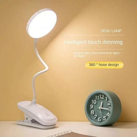 Lampe À Pince - LED Réglable 3000-6000K - Col De Cygne Flexible 360° - Clip 4 cm - Batterie Intégrée 2000 mAh - 1 Pièce (1/3)