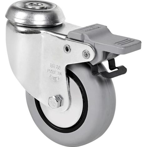 rueda giratora agujero m10 freno 20bhfd60cp-pgia poliamix-goma gris eje liso (1/2)
