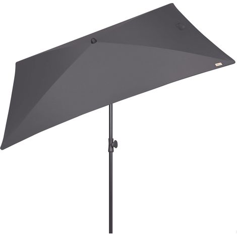 Parasol de balcon rectangulaire, 200x125 cm, Couleur anthracite, Protection UV30, Mât en acier, Tube Ø28/32 mm, Inclinable et réglable en hauteur, Tissu polyester, Grands parasols (62350) (1/5)
