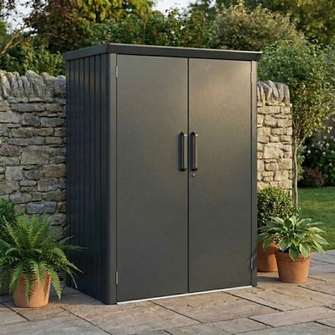 Armoire de jardin métal 2240L anthracite serrure code (1/5)
