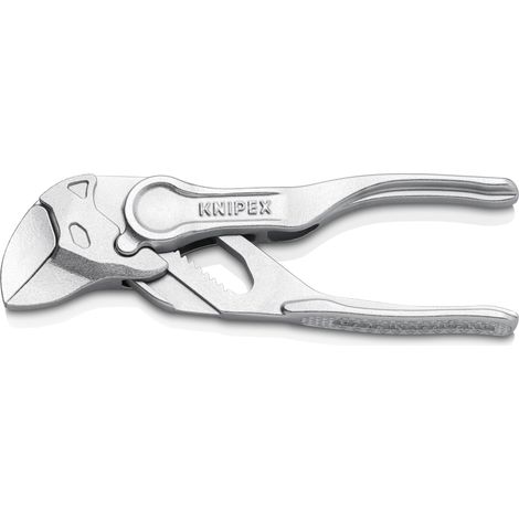 KNIPEX 86 04 100 Tenaza llave XS alicate y llave en una sola herramienta superficie rugosa y en relieve cromado 100 mm (1/10)