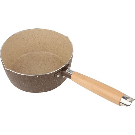 Petit pot à lait en pierre médicale de 18 cm, antiadhésif, compatible avec les plaques à gaz et à induction. (1/4)