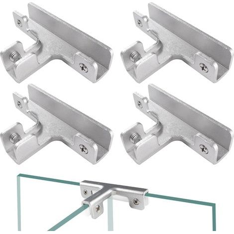 4 Pièces 12.5mm Pince à Verre, Clips a Verre en Alliage D'aluminium, Supports de Serrage Réglables pour Verre, Clip de Fixation du Verre, pour Verre de 10-12 mm D'épaisseur, Forme de T (1/5)