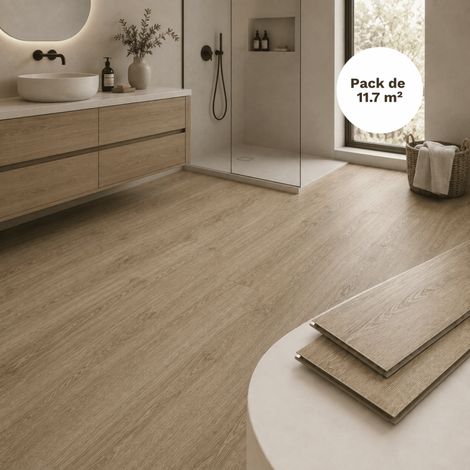 SPC Vinylboden Klick-System 11,7m² – Integrierte Trittschalldämmung, 0,5mm Nutzschicht – Patina Zeder Optik (1/5)
