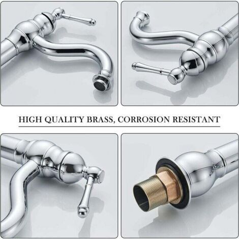 FOREHILL Robinet Lavabo Haut Rotatif à 360 °Mitigeur Lavabo Pour Salle De Bain Et Lavabo Robinet Salle Bain Robinet De Levier Monotrou Vasque, Chrome (1/4)