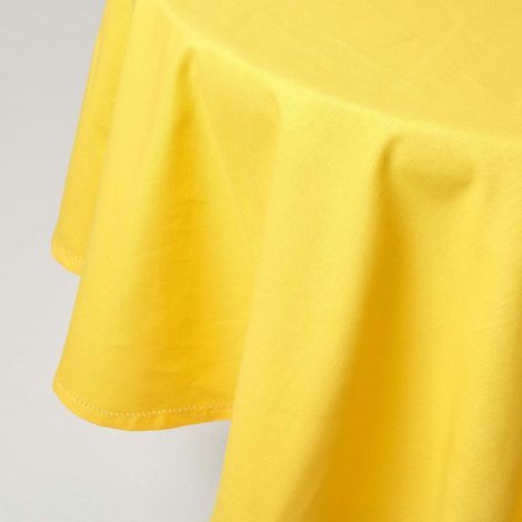 HOMESCAPES Nappe de table ronde en coton unie Jaune - 178 cm (1/5)