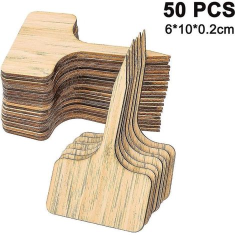 50 étiquettes de plantes en bambou, marqueurs de jardin en forme T, piquets en bois pour identifier fleurs, semis, herbes et plantes potagères (1/5)