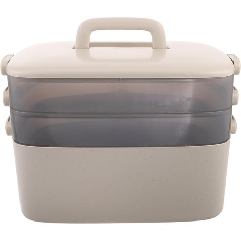 Boîte à Remède Plastique Transparente à 3 Compartiments avec Poignée, Armoire à Pharmacie Portable Multi-Niveaux pour Maison, Voiture et Voyage, Organisateur Étanche avec Plateau (1/5)