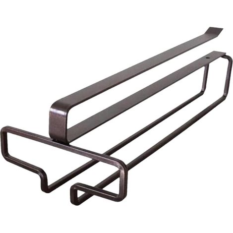 Rack A Vin - Support Suspendu Pour Verres A Vin - Sous Armoire - Fer Forge - 26 X 11 X 7 5 Cm - Noir Ou Blanc - 1 Unite